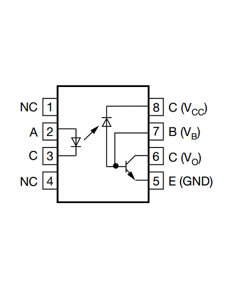Optoacoplador Diodo Emisor Infrarrojo y Fotodetector Integrado Encapsulado DIP 6N136