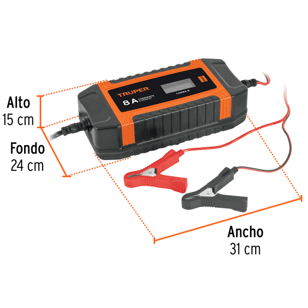 Cargador de batería 8A 12V/24V Truper CARBA-8 