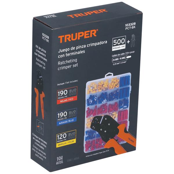 Kit de Ponchadora Aislada con Terminales Truper PCT-8K