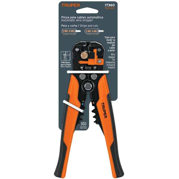 Pinza Pelacables Automática 8" 22-10 AWG Truper PEC-AUT