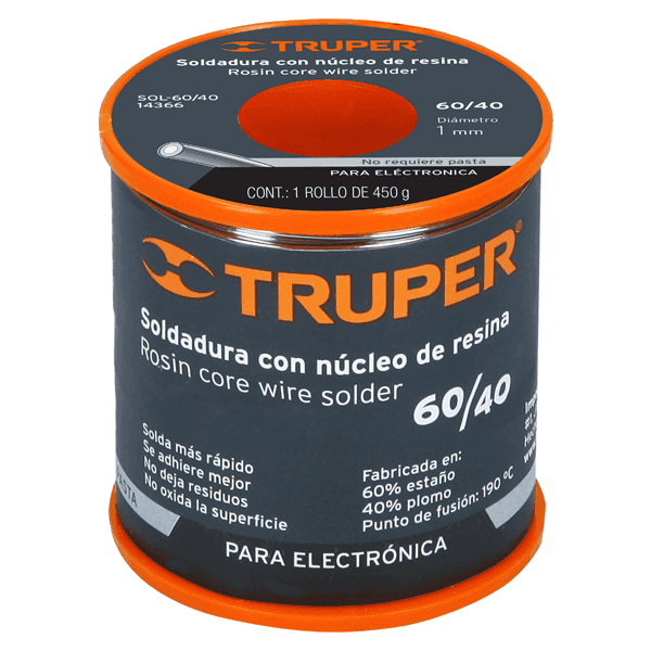  Soldadura con Resina 60/40 450g TRUPER SOL-60/40