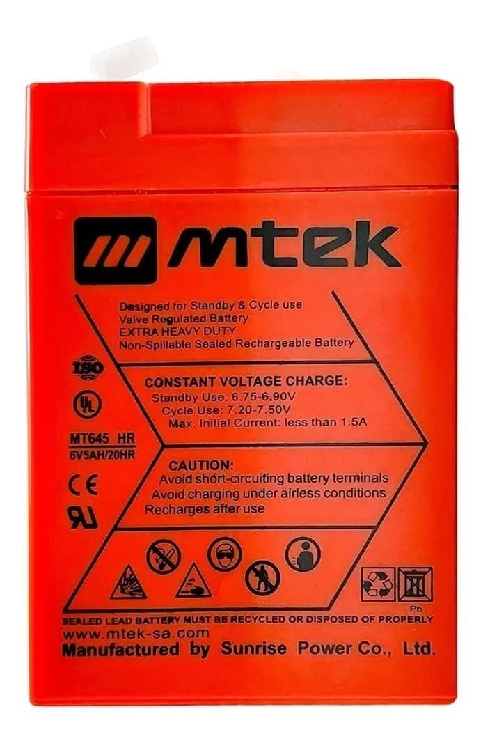 Batería Recargable 6V 4.5Ah Mtek ES4.5-6