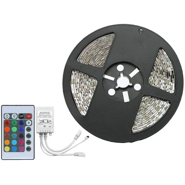 Kit Cinta Led RGB 5m Con Fuente y Control MLRGBF