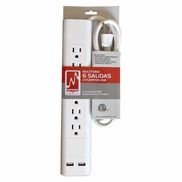 Multitoma 6 Salidas 2 Puertos Usb MT600