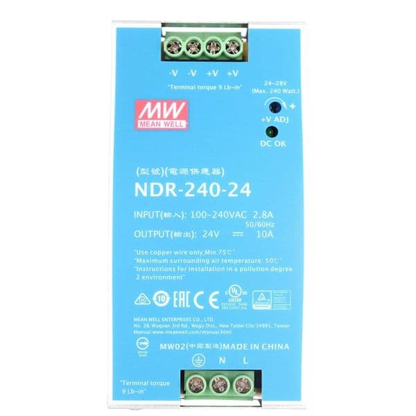 Fuente Suicheada Din 24VDC-10A Mean Well NDR240-24