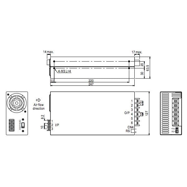 Fuente Suicheada 48V 12.5A 600W Mean Well SE600-48