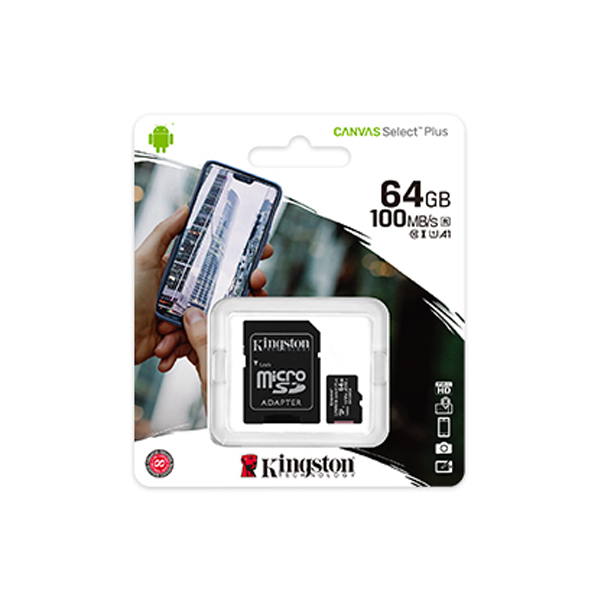 MicSDHC 64GB Kingston 100R A1 C10 Card + ADP MSD64GB-C10
