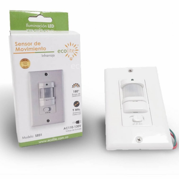 Sensor De Movimiento Para Incrustar En Pared Ecolite SE01 - Compel S.A